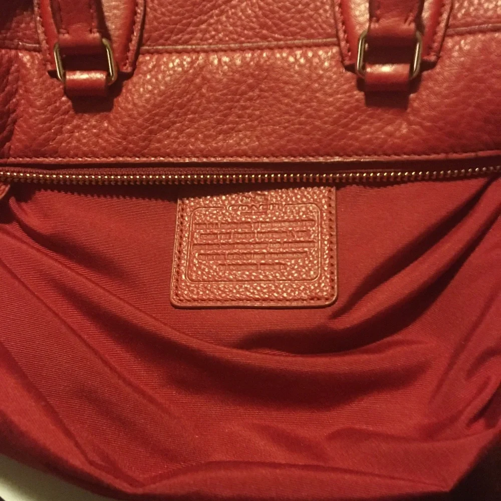 Coach Red Leather Satchel Crossbody Bag